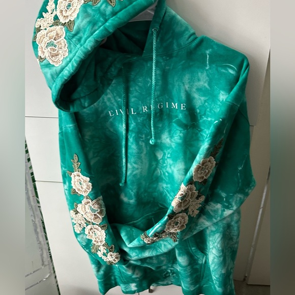 civil regime Shirts Civil Regime Blanco Roses In Aqua Marble Hoodie Large Poshmark
